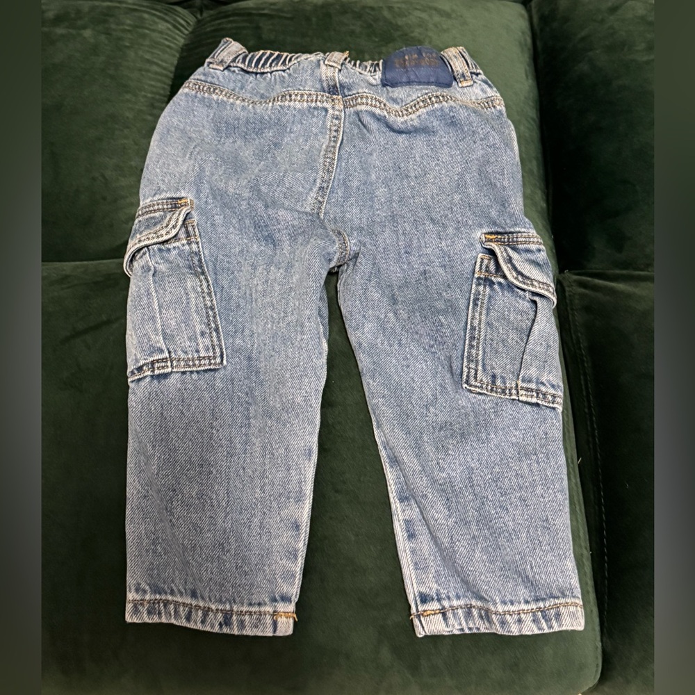 Zara Kids Baby Cargo Jeans Pants 12-18 - Picture 2 of 4